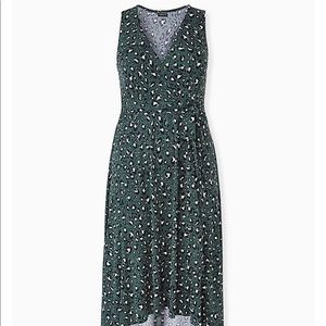 Torrid Midi Studio Knit High Low Green Leopard Dress
